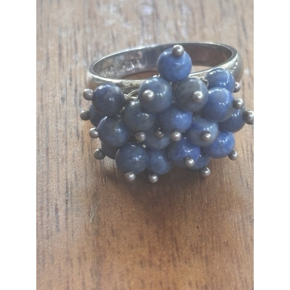 Vintage Sterling Silver Sodalite Cha Cha Ring Size 9